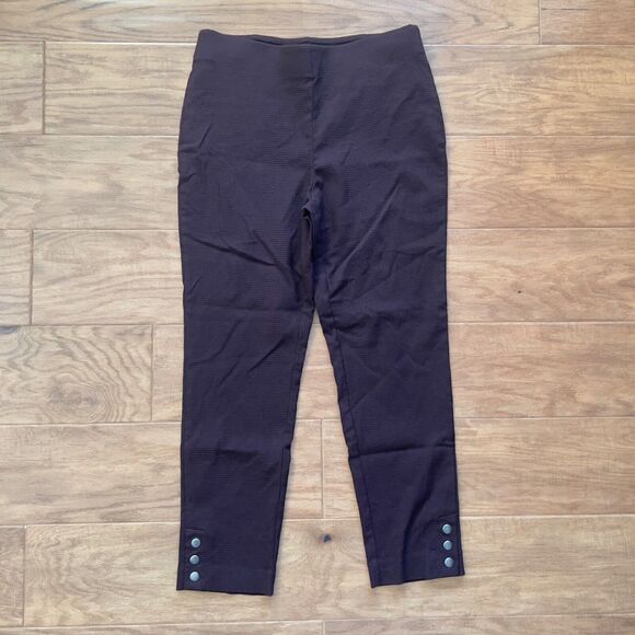 Chico's Ankle Pants Size 1 (M/8) Burgundy Black Two Tone with Rivets - Picture 1 of 12